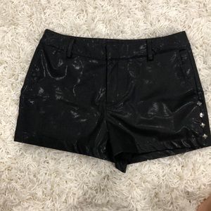 Black pleather shorts with gunmetal side detail